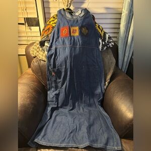 Bundle 90s Blue Denim Maxi Embroidered Teacher Dresses (Leaves, Fall Colors)